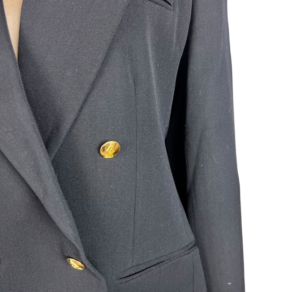 Vintage Austin Reed Black Double Breasted Blazer Gold Crest Buttons London NY - Picture 2 of 13